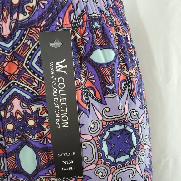Printed Brushed Leggings - Dimension Zone - Purple - Picture 4 of 8